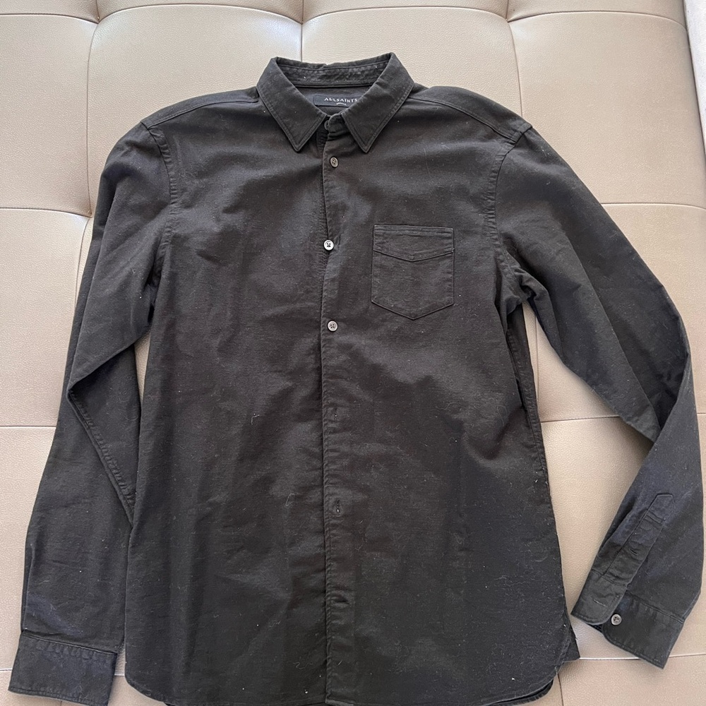 All Saints Black Casual Button Down Shirt